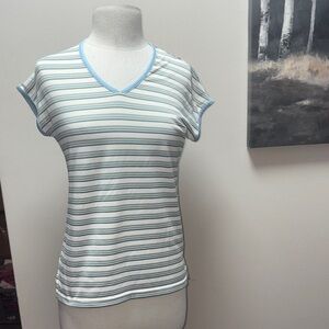 Ashworth Blue and White Striped Short Sleeve Tee